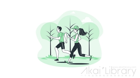 图片素材 跑步锻炼晨跑插画扁平场景