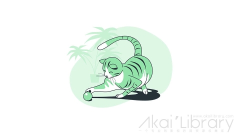 图片素材 猫玩毛线球插画扁平场景