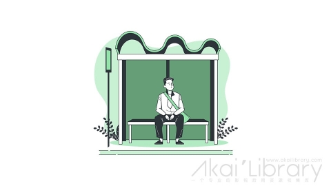 图片素材 公交站牌等车插画扁平场景