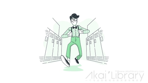 图片素材 学霸学生知识分子书呆子插画扁平场景