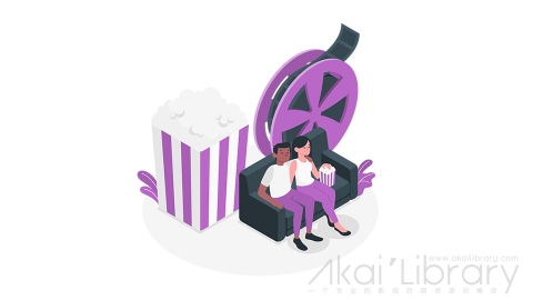 图片素材 看电影放映插画等距立体场景