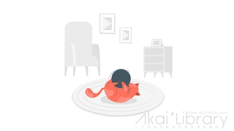 图片素材 猫玩毛线球插画扁平场景