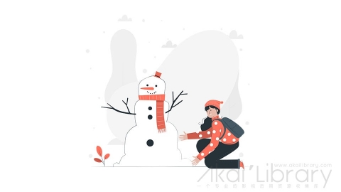 图片素材 雪人冬天插画扁平场景