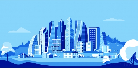 图片素材 扁平大都市建筑城市场景-2