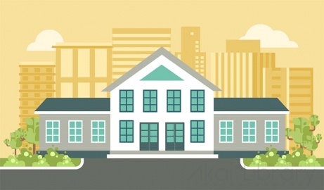 图片素材 扁平市政机关办公楼建筑城市场景-2