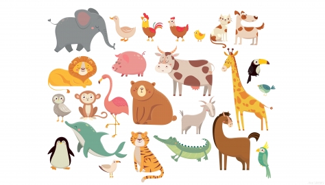 图片素材-扁平化插画动物角色包平面卡通图形插画MG动画二维矢量素材包元素