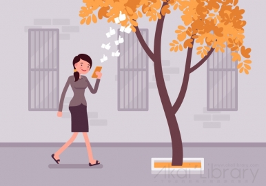 图片素材 扁平走路看手机生活场景-65