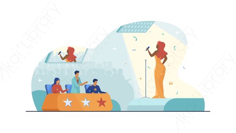 图片素材 扁平选秀歌手插画生活场景-21