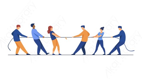 图片素材 扁平拔河比赛插画生活场景-7