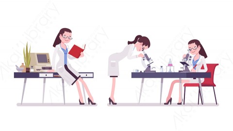图片素材 扁平科学家人物职业角色-1