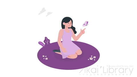 图片素材 女孩和蝴蝶等距立体场景