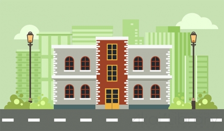 图片素材 扁平市政机关办公楼建筑城市场景-3