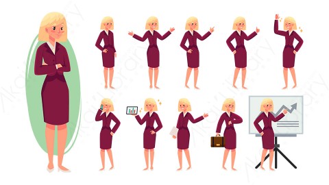 图片素材 扁平商务女人物角色-6