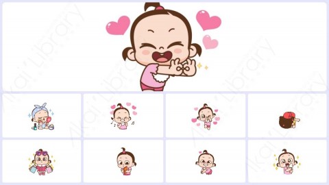 视频素材 可爱呆萌小女孩动态表情包_03