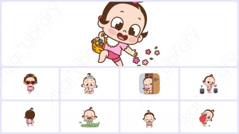 视频素材 可爱呆萌小女孩动态表情包_08
