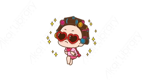 视频素材 可爱呆萌小女孩动态表情包_08_02
