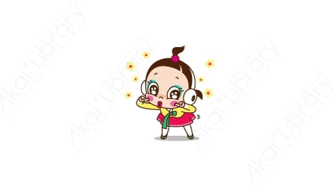 视频素材 可爱呆萌小女孩动态表情包_15_15