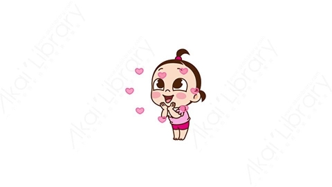视频素材 可爱呆萌小女孩动态表情包_24_23