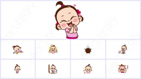视频素材 可爱呆萌小女孩动态表情包_25