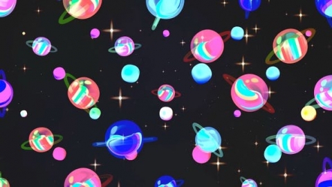 视频素材 卡通彩虹玻璃行星图案动画背景视频素材rainbow-glass-planets-pattern-ECV6XZA