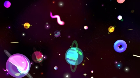 视频素材 卡通梦幻宇宙星球背景视频素材01 fancy universe 1