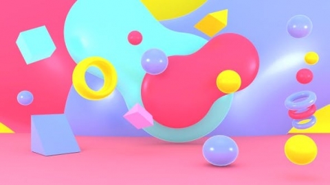 视频素材 孟菲斯风格3d玩具游乐场背景视频素材3d-toys-playground-CPMT47F