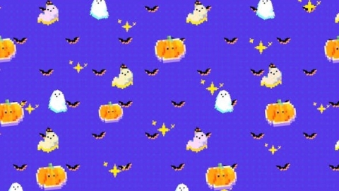 视频素材 万圣节像素幽灵南瓜蝙蝠动画背景视频素材halloween-pixel-art-background-JEQR2NT