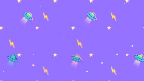 视频素材 像素UFO闪电星星背景动画视频素材UFO Pixel Art Background