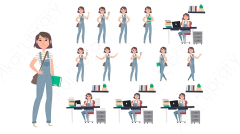 图片素材 MG扁平女生学生日常角色设计矢量二维图形AI素材包