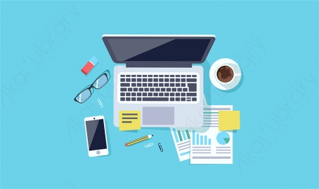 图片素材 扁平现代办公桌顶视图场景