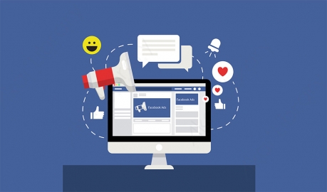 图片素材 扁平facebook广告背景喇叭场景