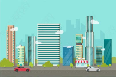 图片素材 扁平沿街道道路城市景观场景