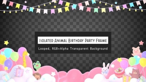 视频素材 前景动物生日派对动画视频素材isolated-animal-birthday-party-frame-WGKTTKD.zip