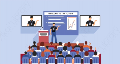 图片素材 扁平演讲会场组成场景
