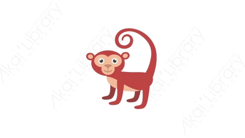 AE模板 36-monkey-1猴子MG扁平卡通动物元素图标