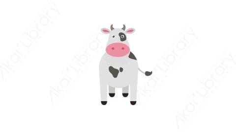 AE模板 67-cow奶牛MG扁平卡通动物元素图标