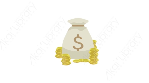 AE模板 04-coin-bag金袋钱袋子MG扁平卡通金融财经元素图标