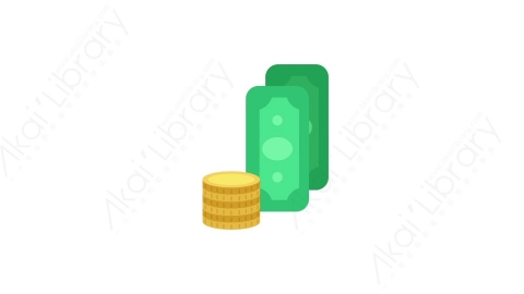 AE模板 24-money-2金币纸币钱MG扁平卡通商务办公元素图标