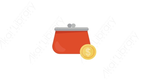 AE模板 04-purse钱袋子金币MG扁平卡通商务办公元素图标
