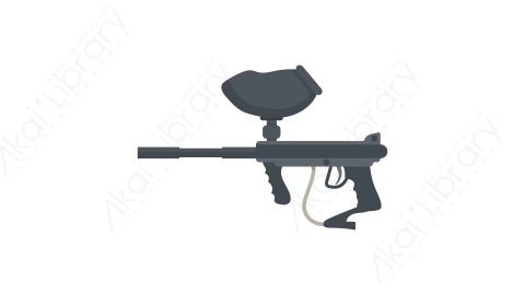 AE模板 05-paintball-gun-2彩弹枪MG扁平卡通武器元素图标