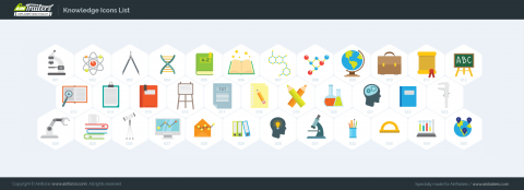 AE模板 MG扁平卡通教育知识科学元素图标包-icons__knowledge
