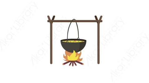 AE模板 06-bonfire-1野炊篝火做饭MG扁平卡通旅行旅游元素图标