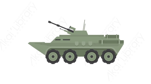 AE模板 28-military-car军用车MG扁平卡通交通工具元素图标