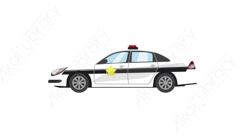 AE模板 34-police-car警车MG扁平卡通交通工具元素图标