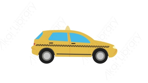 AE模板 44-taxi出租车汽车MG扁平卡通交通工具元素图标