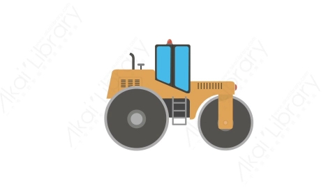 AE模板 45-tractor压路车MG扁平卡通交通工具元素图标