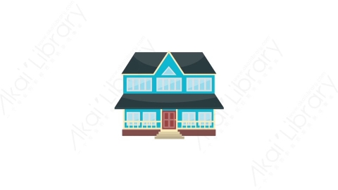 AE模板 02-townhouse-2城镇别墅楼房MG扁平动画卡通建筑高楼办公楼图标元素