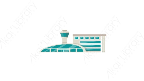 AE模板 14-airport机场航班楼MG扁平动画卡通建筑高楼办公楼图标元素