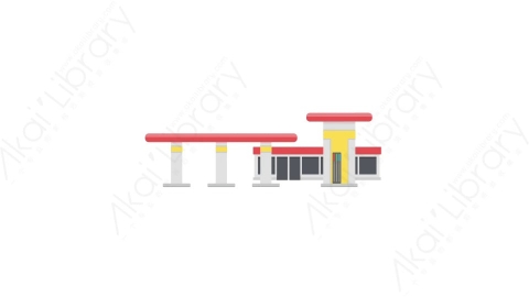 AE模板 15-gas-station加油站MG扁平动画卡通建筑高楼办公楼图标元素