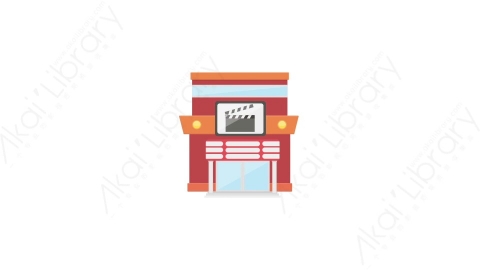 AE模板 02-cinema-2电影院MG扁平动画卡通建筑高楼办公楼图标元素